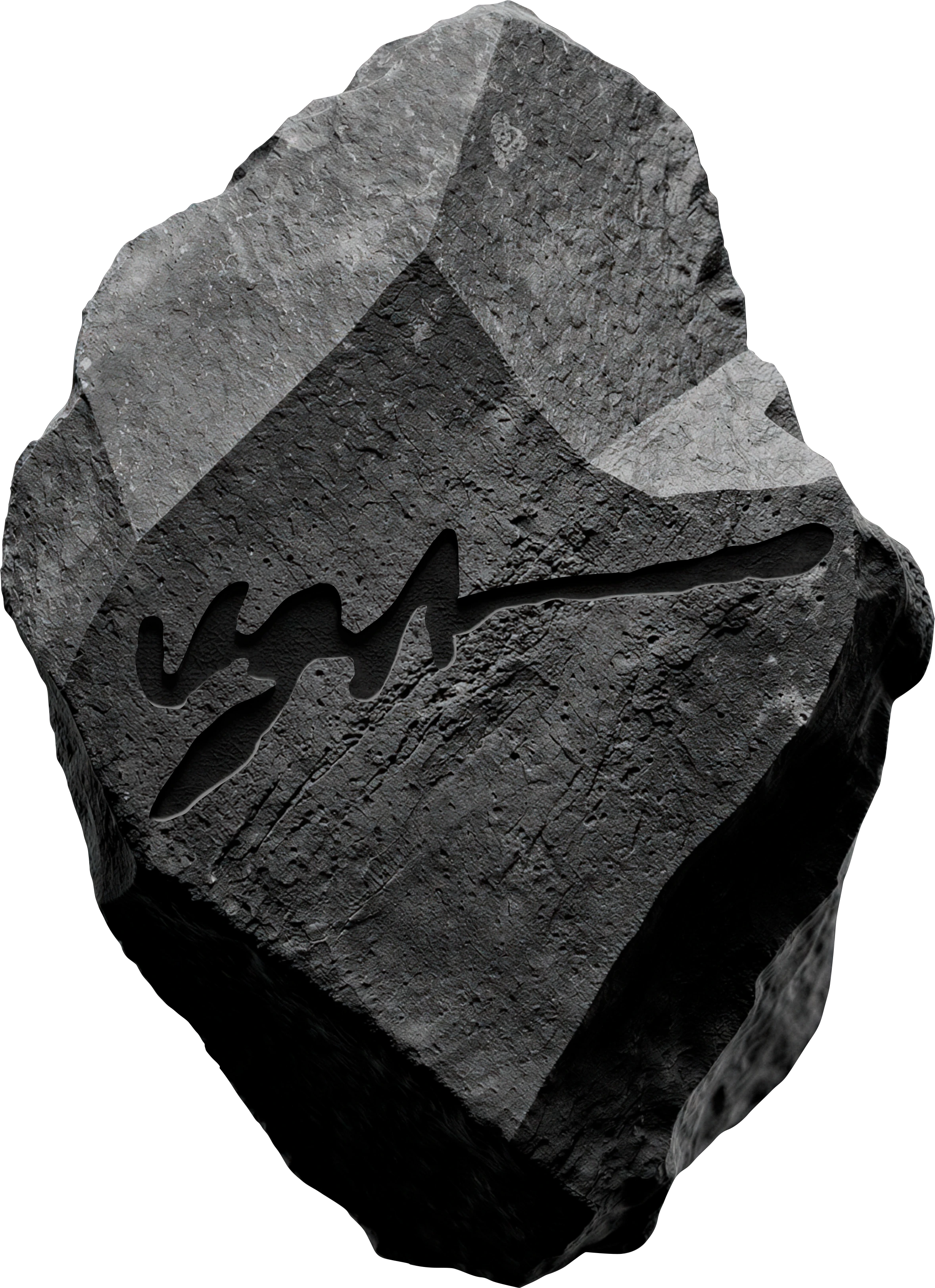 Pedra com assinatura UGA gravada